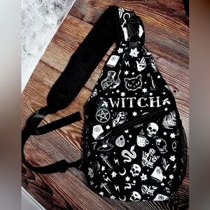 Witch Mini Sling Crossbody Backpack Goth New​​​
